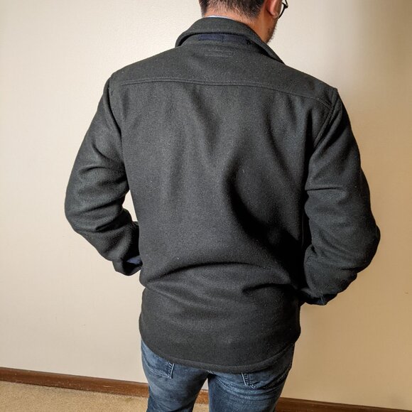Dark Green Wool Blend Shirt Jacket - Picture 2 of 2